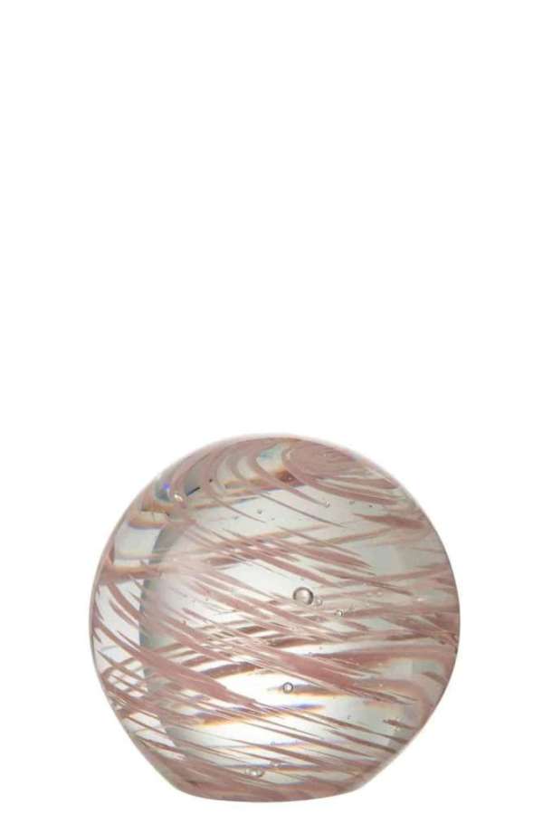 PAPERWEIGHT WHIRLPOOL GLASS PINK LARGE