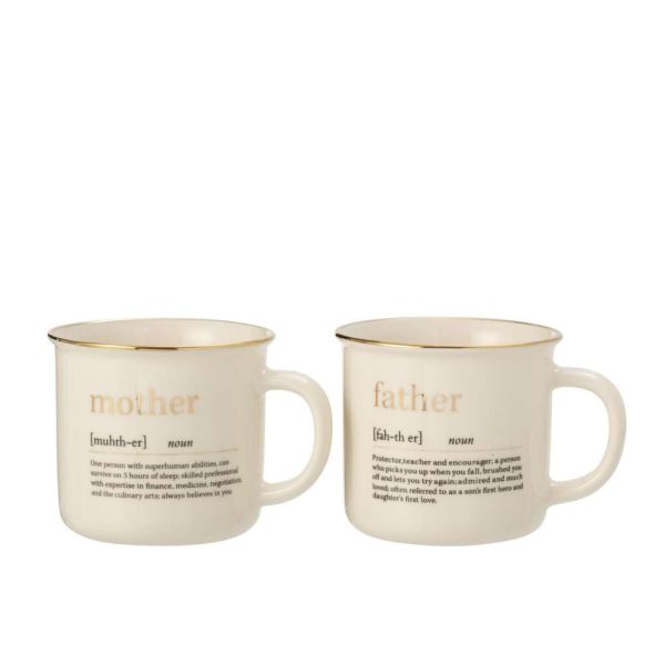 MUG MESSAGE MOTHER FATHER CERAMIC GOLD ASSORTMENT OF 2