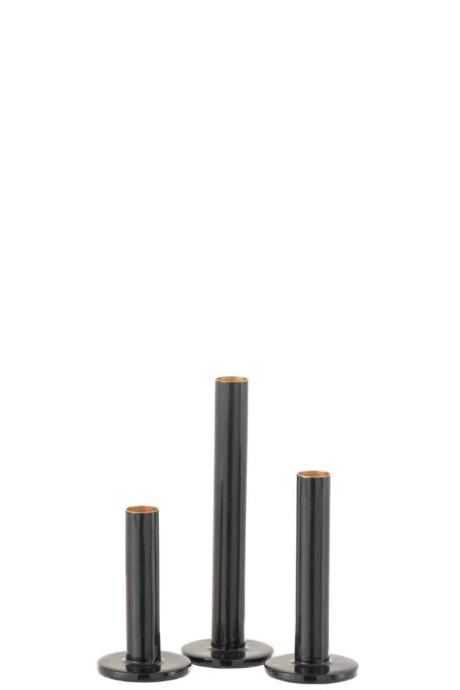 SET OF 3 CANDLEHOLDERS LOW MODERN METAL SHINING BLUE