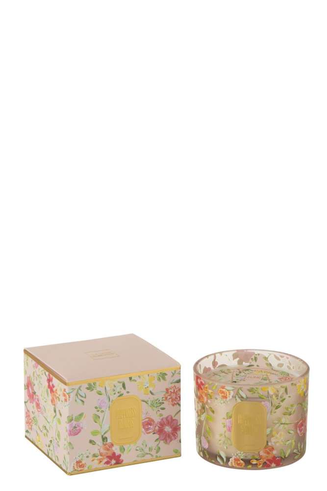 CANDLE HAPPINESS BLOOMS RAIN REEF WAX PINK SMALL-30H