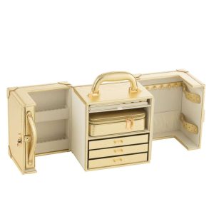 JEWELLERY CASE WITH HANDLE ARTIFICIAL LEATHER GOLD