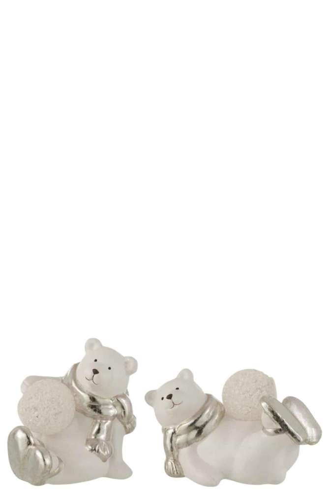 POLAR BEAR LED LYING PORZ WHITE/SILVER ASSORTMENT OF 2