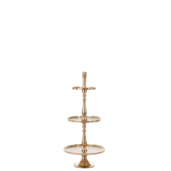 TRAY 3 LEVELS ROUND ALUMINIUM GOLD