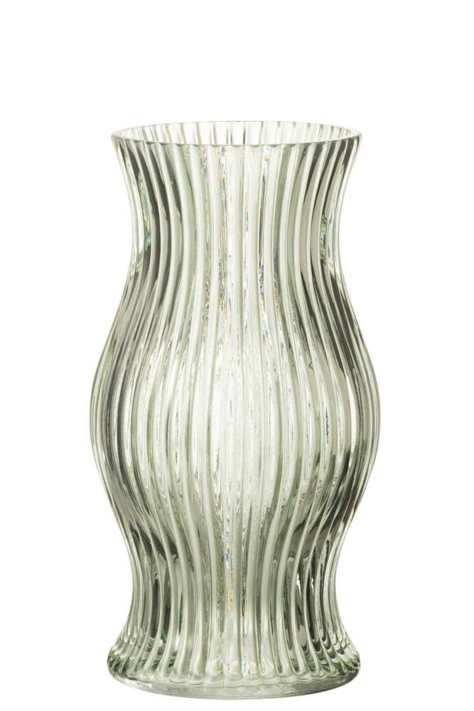 HURRICANE/VASE SEV GLASS LIGHT GREEN