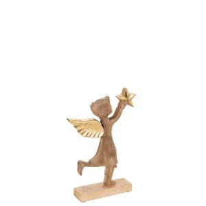 ANGEL+STAR MANGO WOOD ALUMINIUM NATURAL/GOLD LARGE