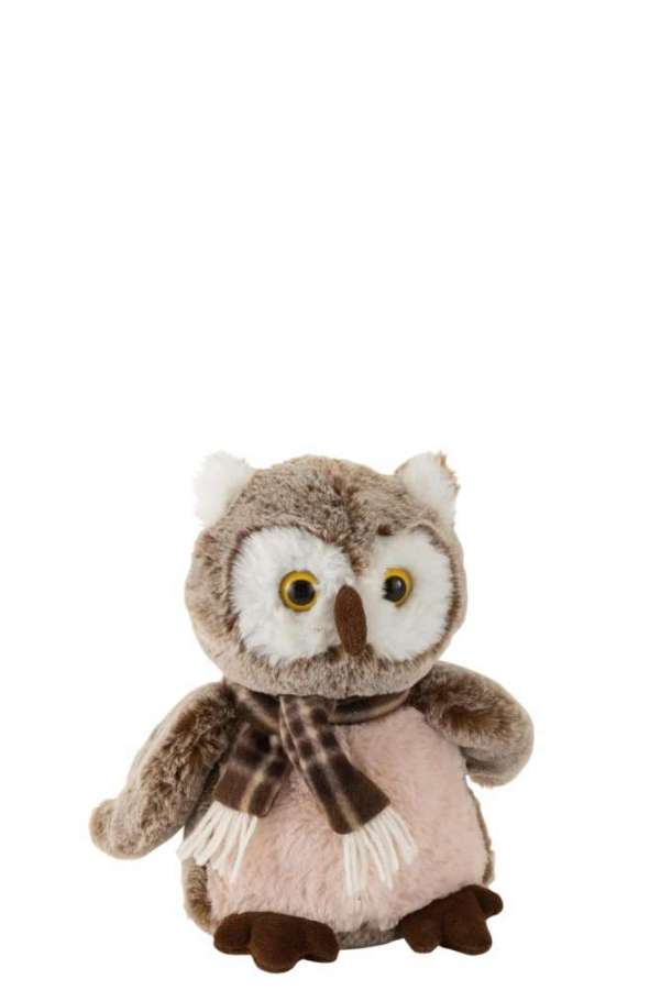 OWL+SCARF PLUSH BROWN/BEIGE MEDIUM