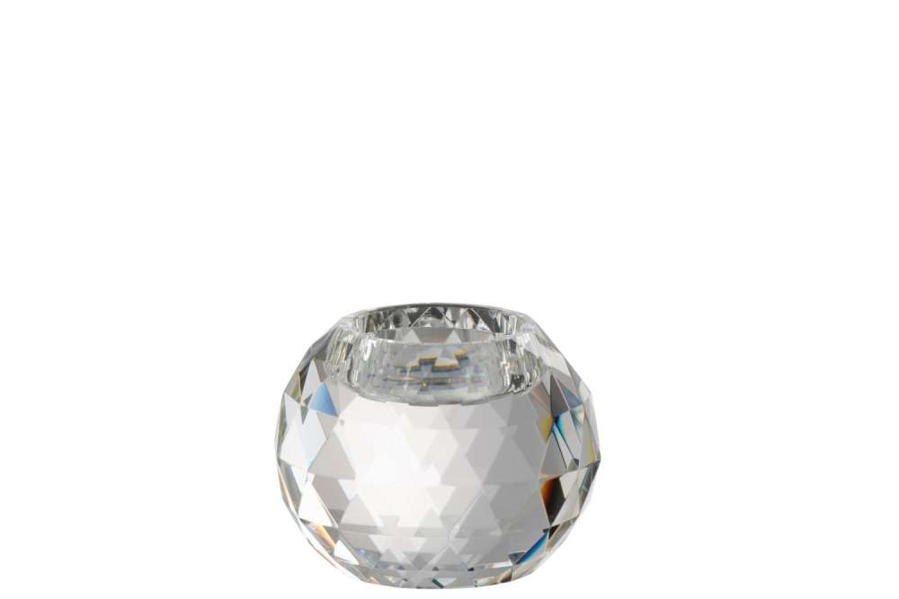 TEALIGHT HOLDER BALL CRYSTAL TRANSPARENT