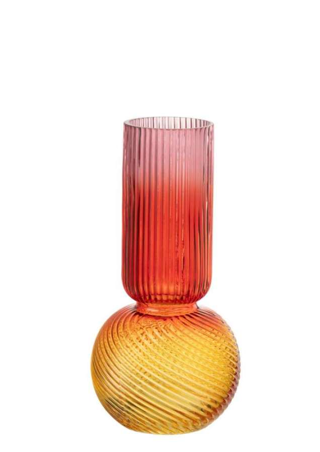 VASE AURORA GLASS RED/YELLOW SMALL
