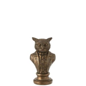 BUST OWL POLY BRONZE SMALL