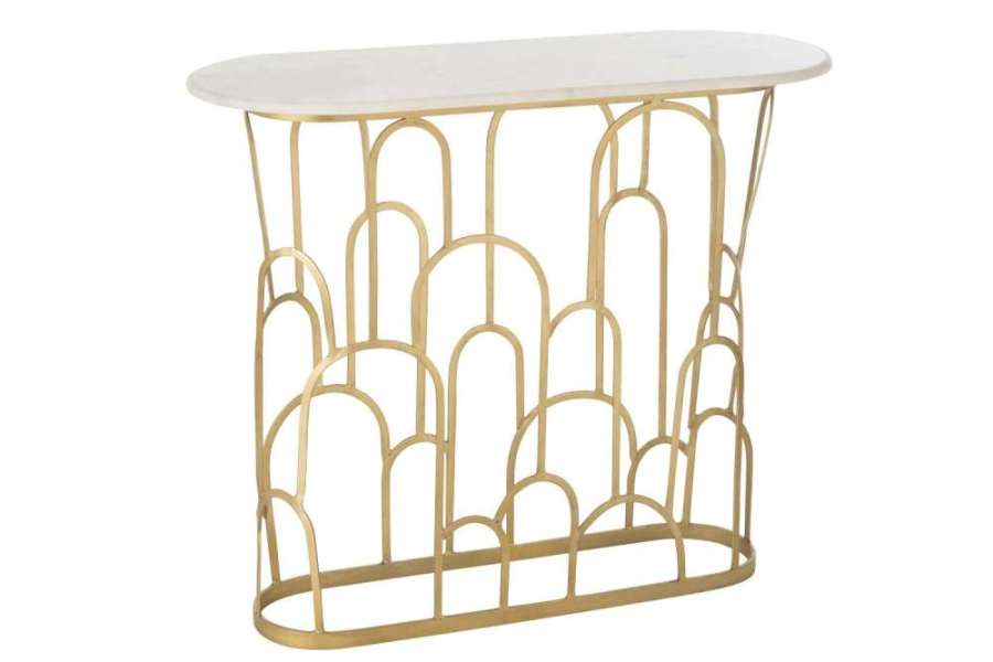 CONSOLE MOZA METAL/MARBLE GOLD