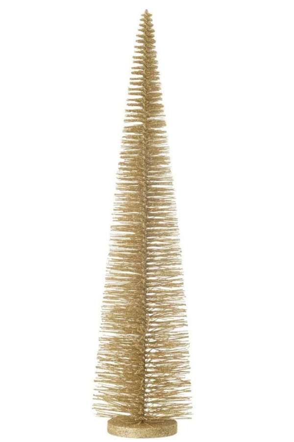 CHRISTMAS TREE DECO GLITTERS PLASTIC LIGHT GOLD  LARGE