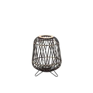 LANTERN ON FOOT BAMBOO BLACK/NATURAL SMALL