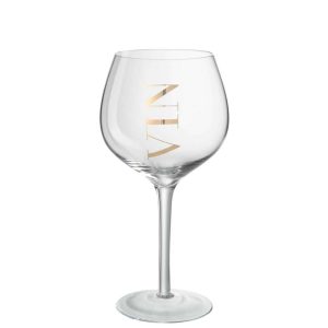 WINE GLASS RED GLASS TRANSPARENT/GOLD