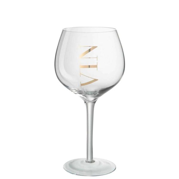 WINE GLASS RED GLASS TRANSPARENT/GOLD