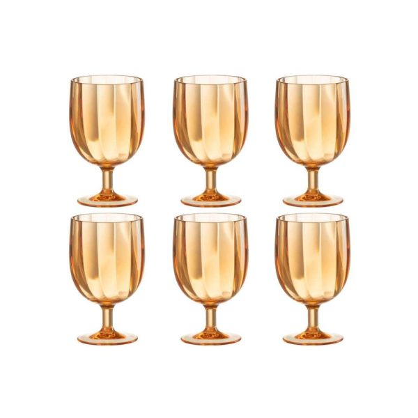 BOX OF 6 PIECES WINE GLASS PLASTIC ORANGE