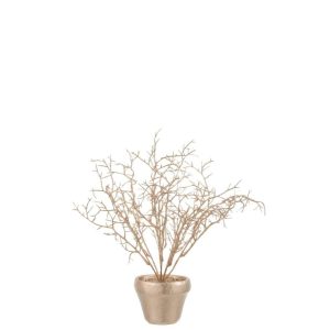 TREE IN POT GLITTER PLASTIC CHAMPAGNE