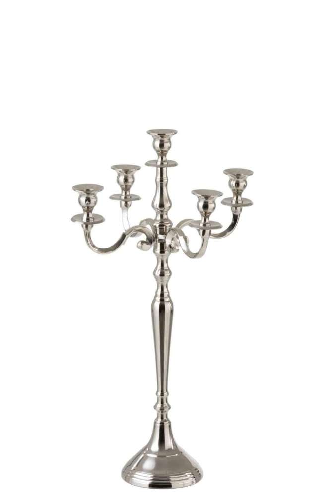 CANDLEHOLDER 5 ARMS CLASSIC ALUMINIUM SILVER SMALL