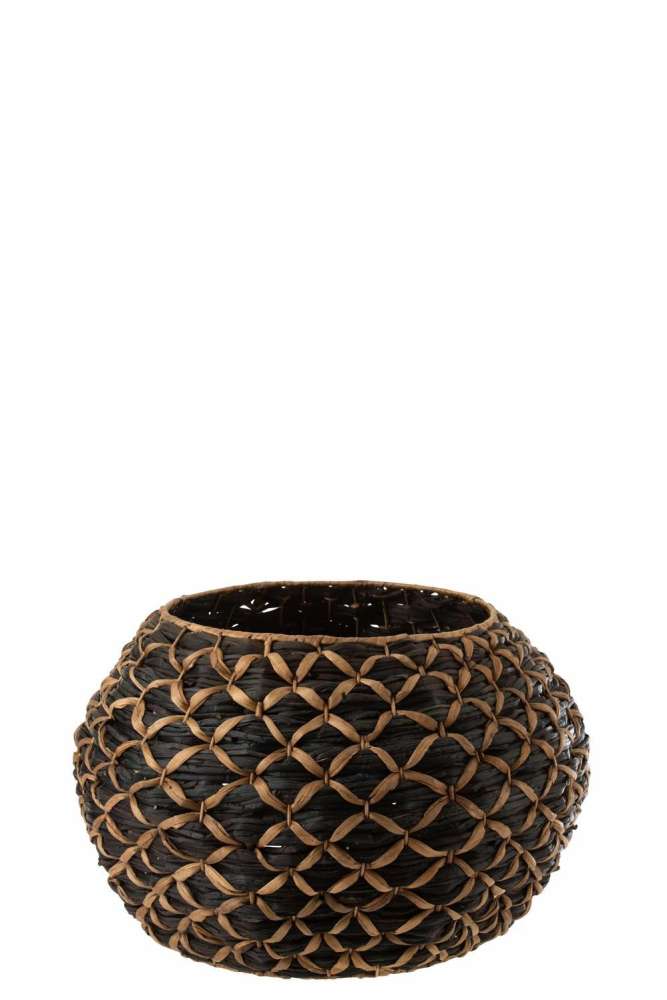 BASKET RONI BALL WATER HYACINTH BLACK/BROWN LARGE