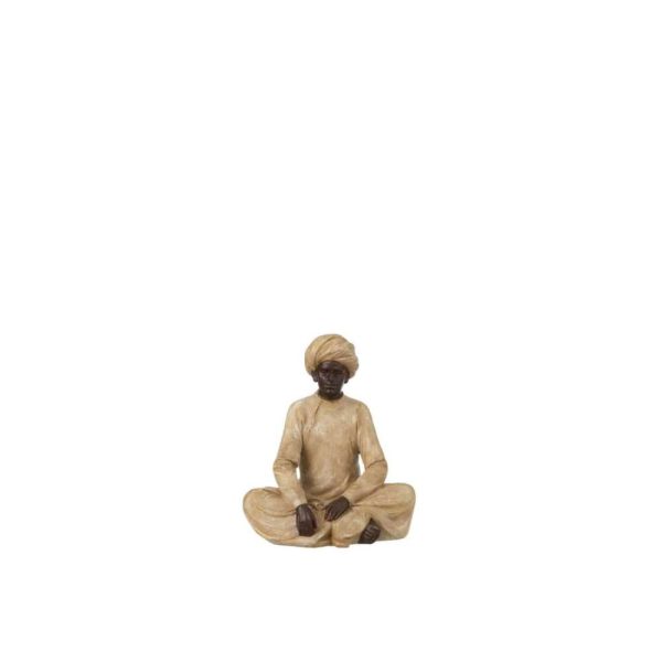 INDIAN FIGURE SITTING POLY BEIGE/BROWN SMALL