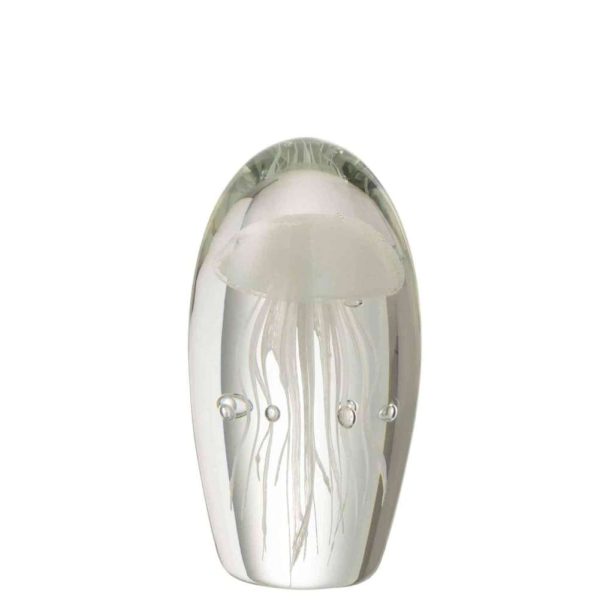 PAPERWEIGHT JELLYFISH GLASS WHITE LARGE