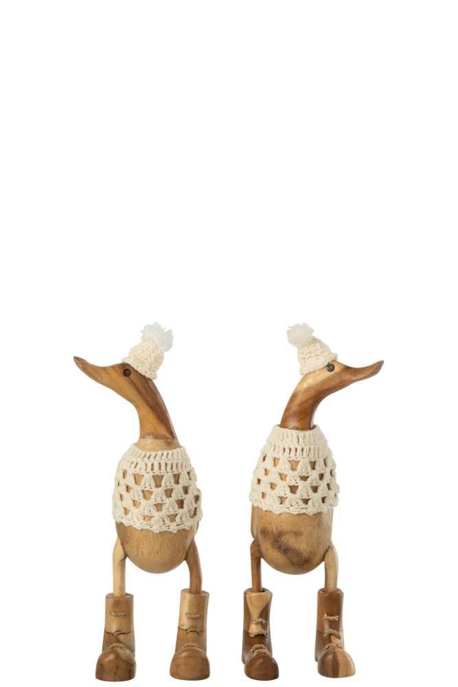DUCK CROCHET ALBASIA WOOD NATURAL/WHITE ASSORTMENT OF 2
