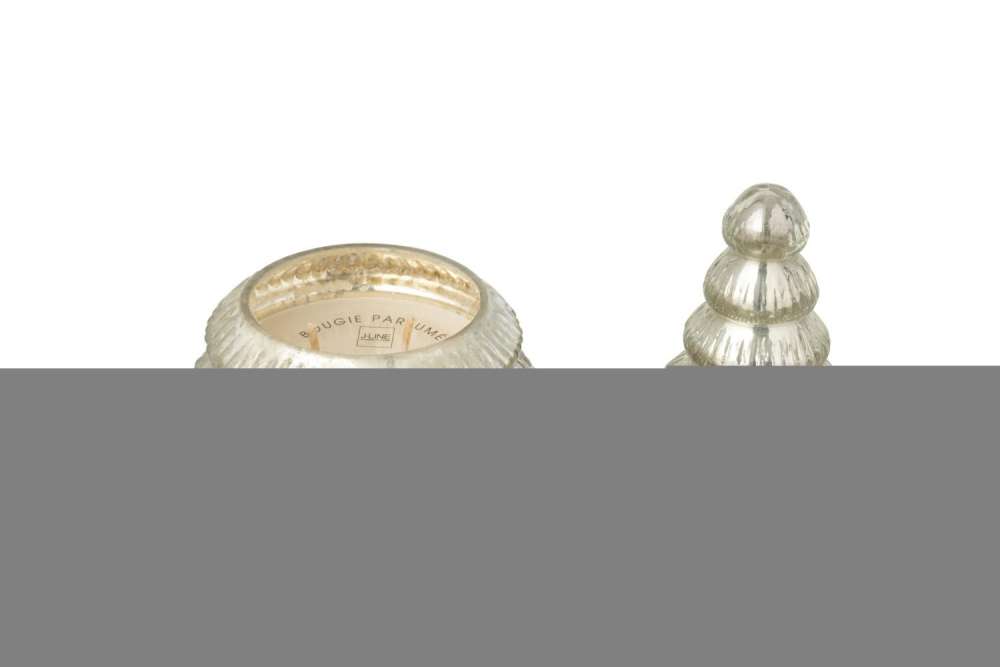 SCENTED CANDLE TREE RIBBED GLASS SILVER COLORED LARGE