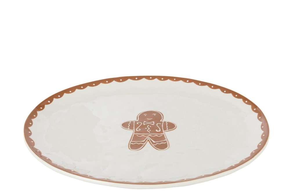 PLATE COOKIE OVAL DOLOMITE WHITE/CARAMEL