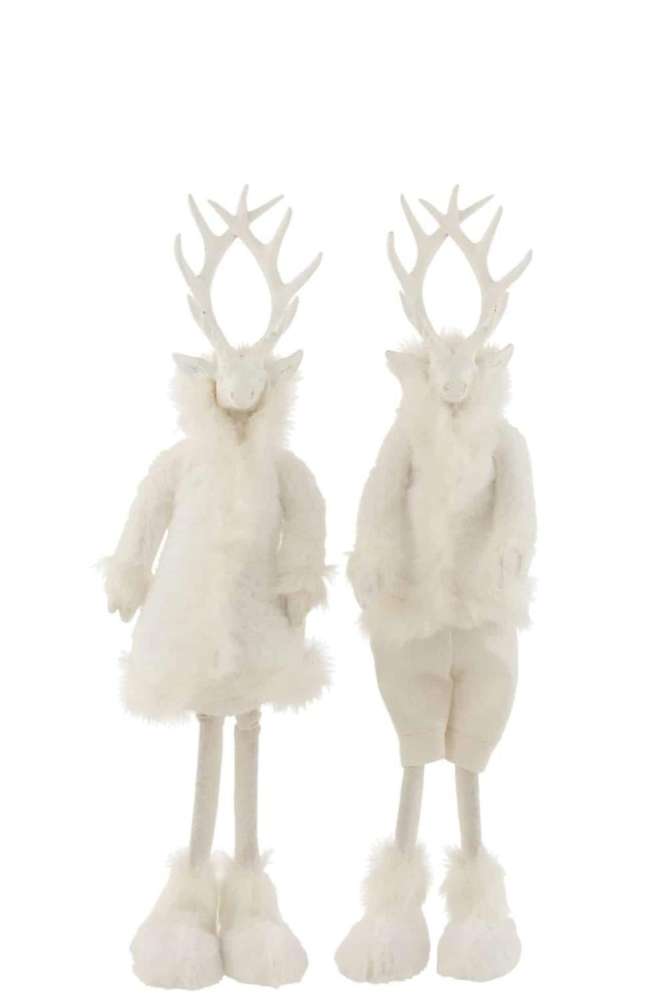REINDEER WINTER POLY/TEXTILE WHITE SMALL ASSORTMENT OF 2