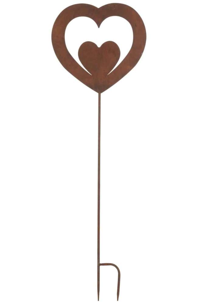 DECORATION GARDEN HEART IN HEART IRON RUST