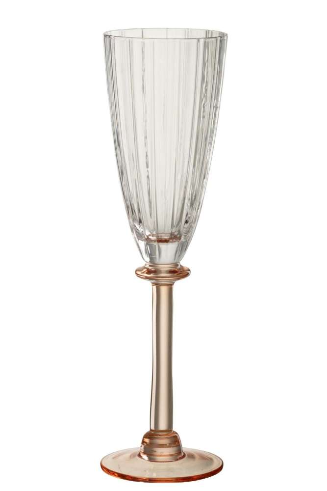 CHAMPAGNE GLASS STRIPED GLASS TRANSPARENT/SALMON PINK