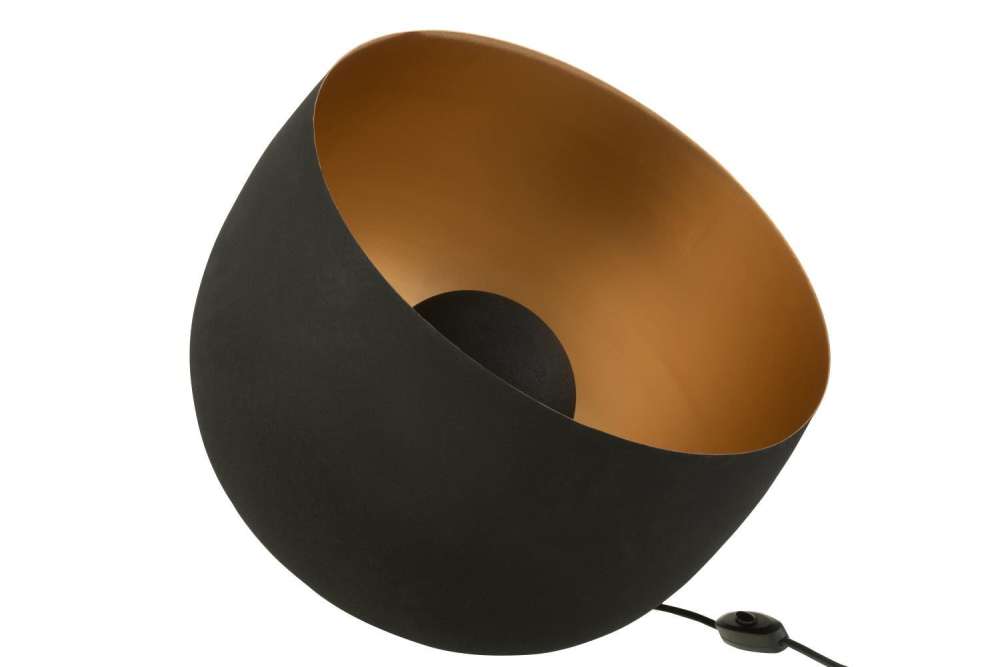 LAMP ROUND INTERIOR GOLD METAL BLACK LARGE
