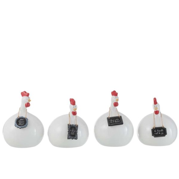 CHICKEN TEXTS CHALKBOARDS CERAMIC WHITE BLACK LARGE ASSORTMENT OF 4