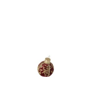 BAUBLE DECORATION PATTERNS POLYFOAM/TEXTILE RED/GOLD SMALL