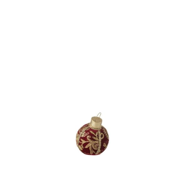 BAUBLE DECORATION PATTERNS POLYFOAM/TEXTILE RED/GOLD SMALL