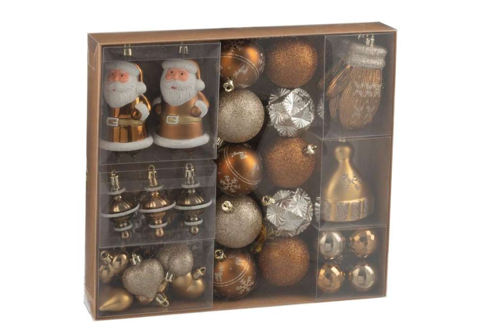 BOX OF 45 CHRISTMAS BAUBLE PLASTIC BROWN