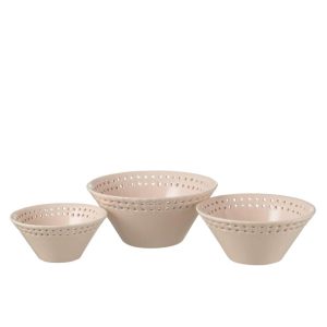 SET OF 3 BOWL CERAMIC PINK  SMALL/MEDIUM/LARGE