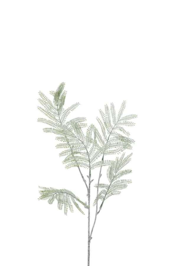 BRANCH MIMOSA LEAVES+GLITTERS PLASTIC GREEN