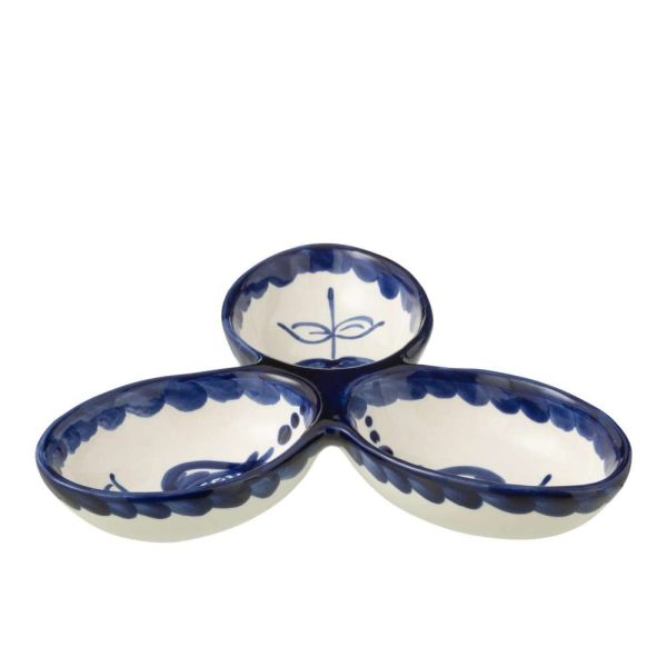 APERO DISH GRANADA CLOVER CERAMIC WHITE COBALTO/BLUE