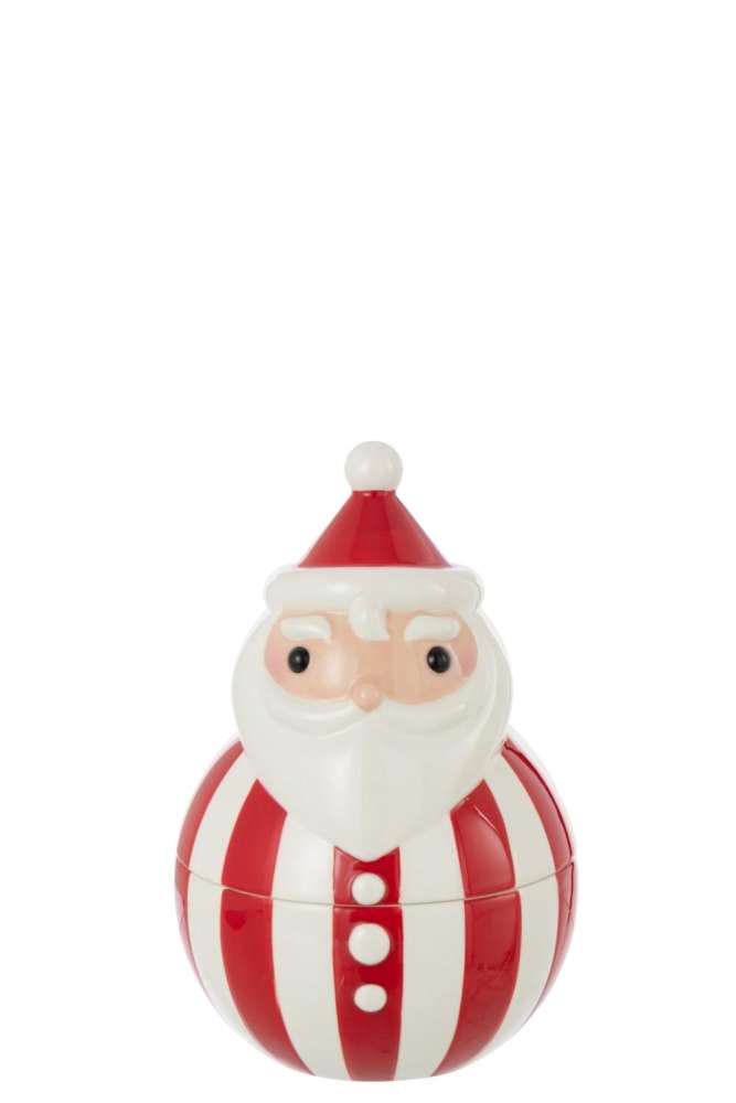 BOWL +  LID SANTA CLAUS DOLOMITE CHRISTMAS RED/WHITE LARGE