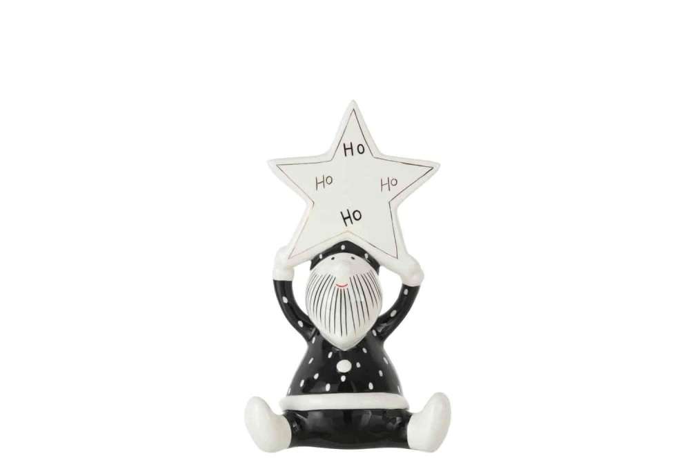 SANTA SITTING STAR HOHO BLACK/WHITE MEDIUM
