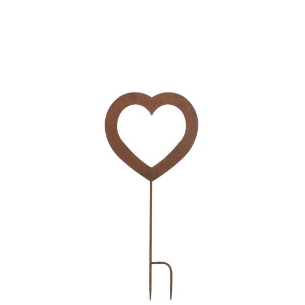 DECORATION GARDEN HEART OPEN IRON RUST