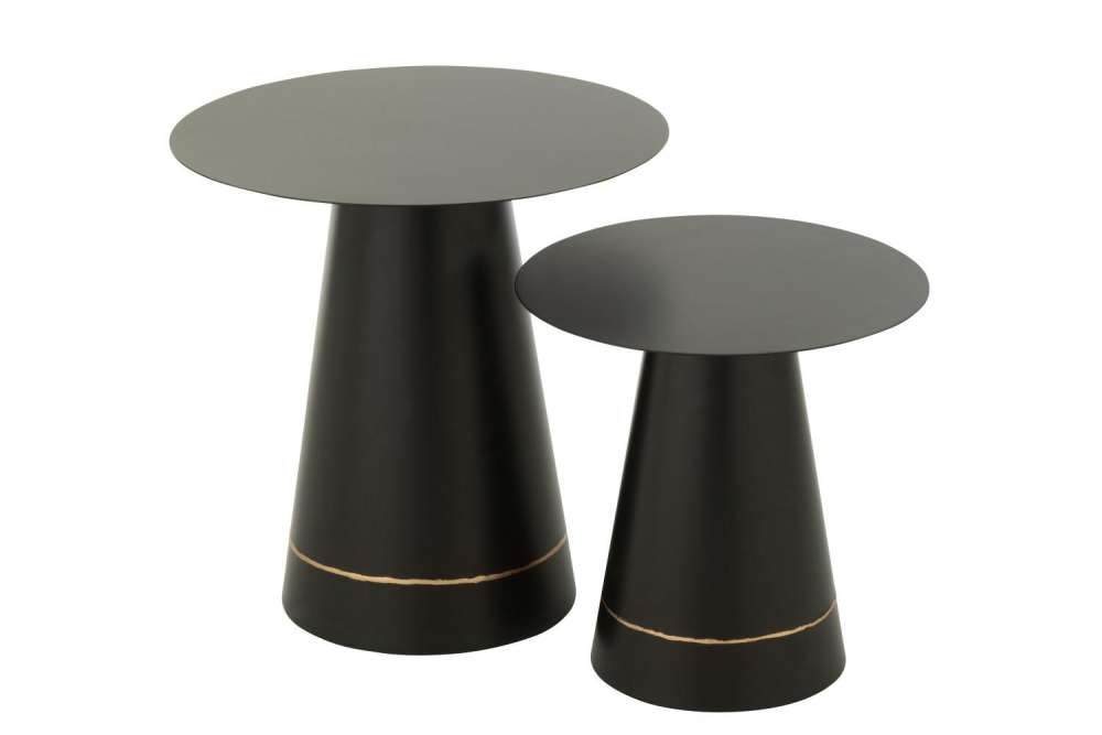 SET OF 2 SIDE TABLE IRON BLACK/GOLD COLORED