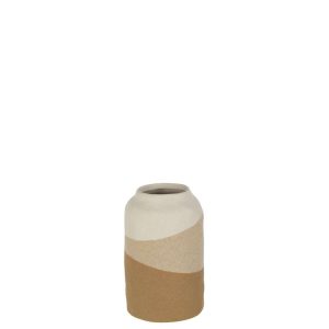 VASE CYLINDER CERAMIC BEIGE/LIGHT BROWN SMALL