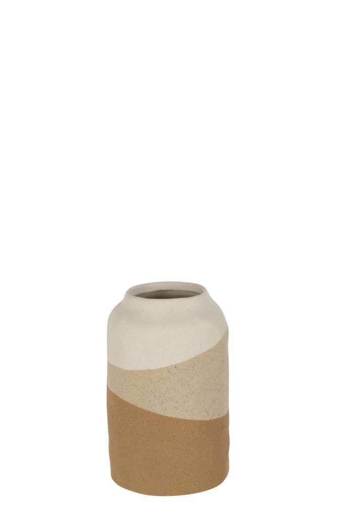 VASE CYLINDER CERAMIC BEIGE/LIGHT BROWN SMALL
