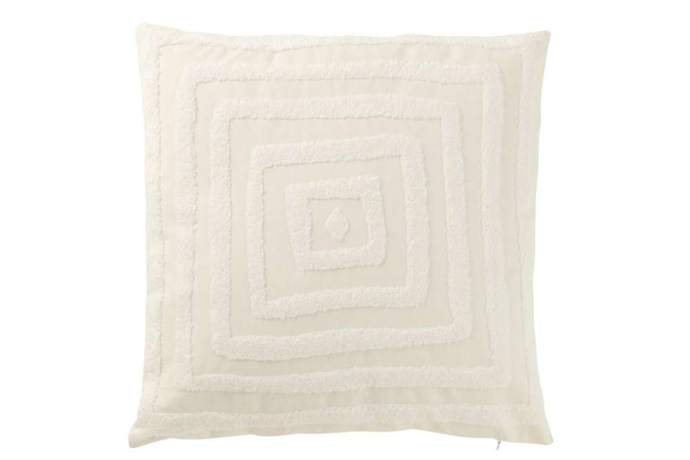 CUSHION PATTERN SQUARES POLYESTER WHITE