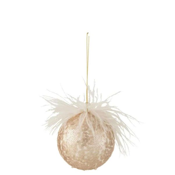 CHRISTMAS BAUBLE SEQUINS FEATHERS SALMON
