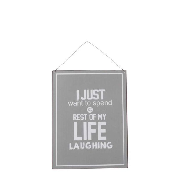 PLACARD LIFE/VIE ENGLISH/FRENCH METAL GREY/WHITE