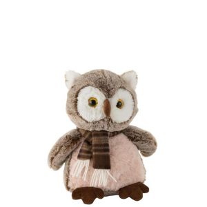 OWL+SCARF PLUSH BROWN/BEIGE LARGE