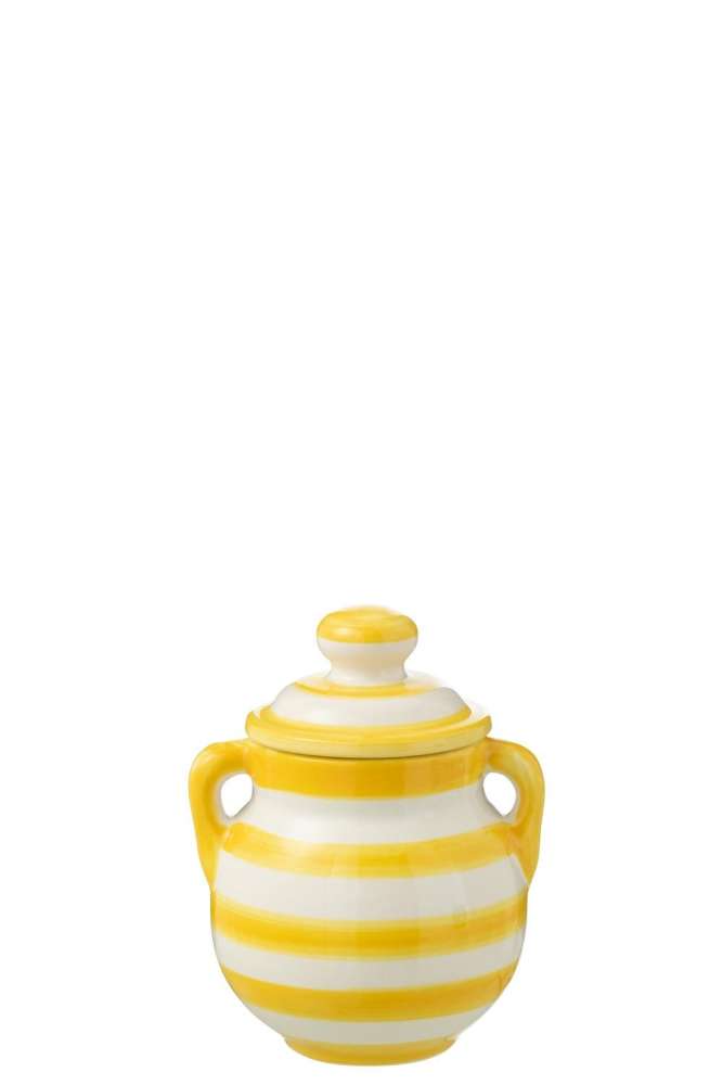 JAR GRANADA STRIPES CERAMIC WHITE/YELLOW
