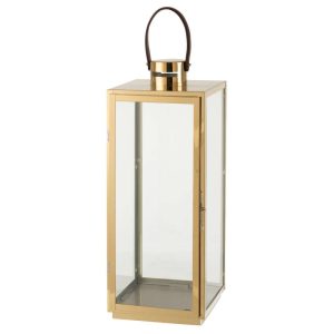 LANTERN SQUARE METAL/GLASS GOLD